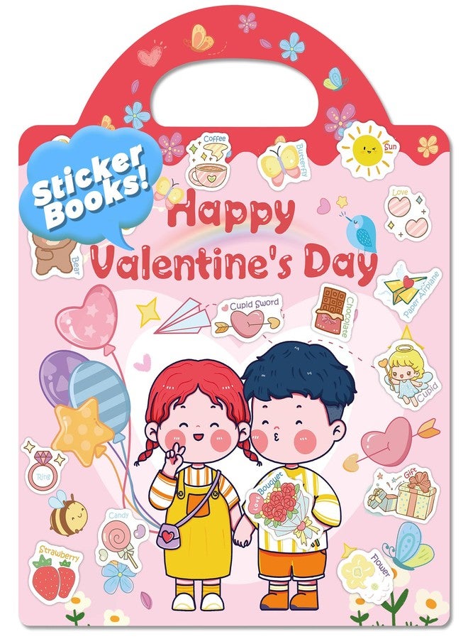 Oomloid Valentines Day Sticker Books for Kids, Valentines Gifts Reusable Sticker Books for Toddlers, Travel Acticities Crafts Birthday Gifts for Boys Girls Kids - Image 1